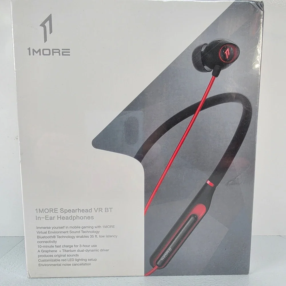 1MORE Spearhead VR BT Wireless In-Ear Gaming Headphones E1020BT Black Red NEW